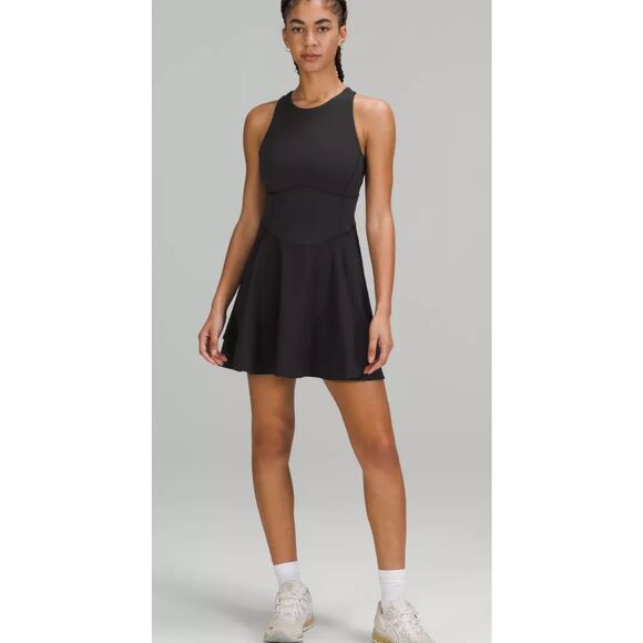 NWT LULULEMON court crush dress black Sz 20, $140 A14 - Picture 2 of 8